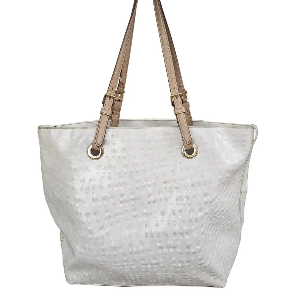Michael Kors Jet Set white patent leather‎ tote shoulder bag  Classic Designer
